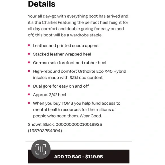 TOM’S Black Charlie Boot - Picture 4 of 7